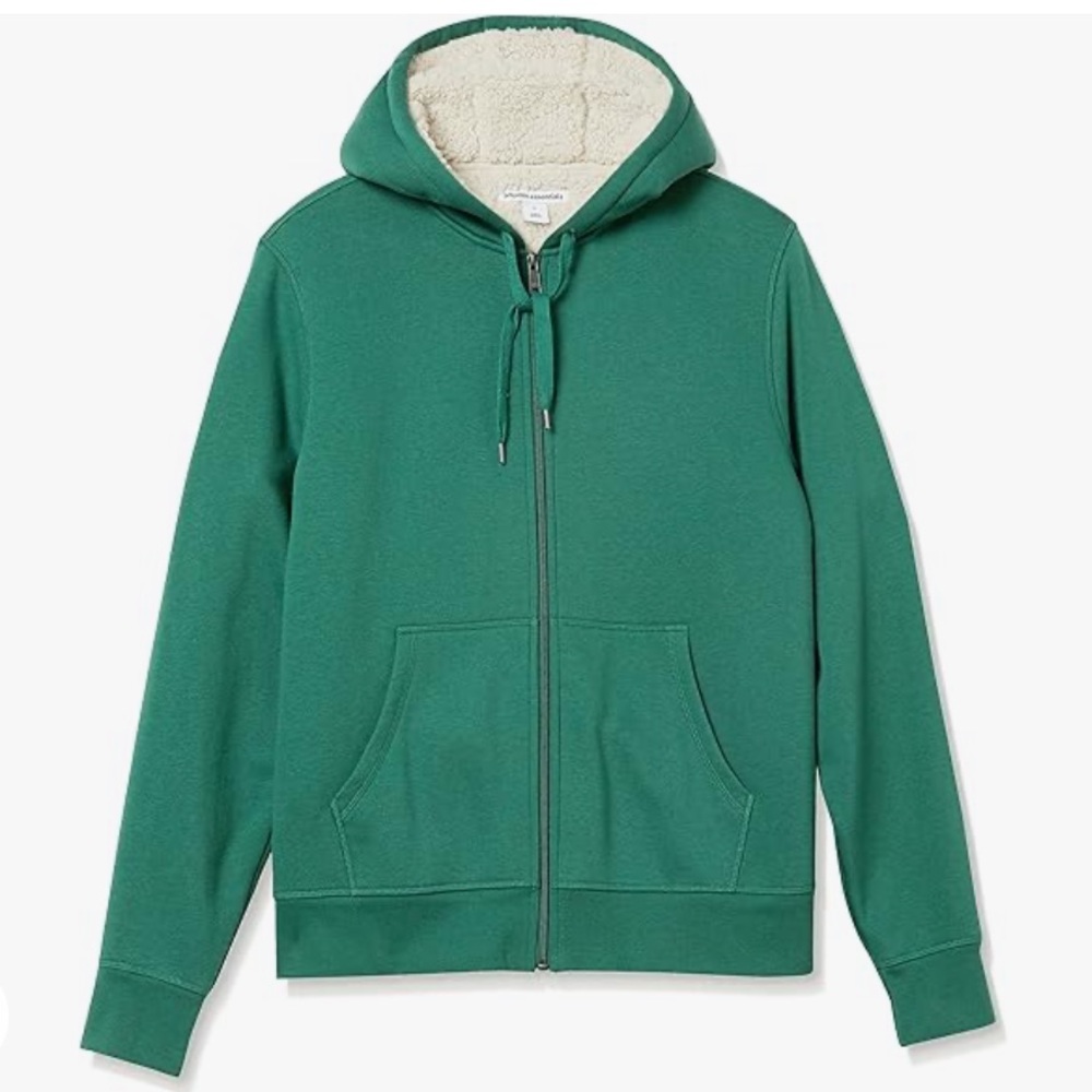NWT Amazon Essentials Men's Sherpa-Lined Full-Zip Hooded Fleece Sweatshirt -XS